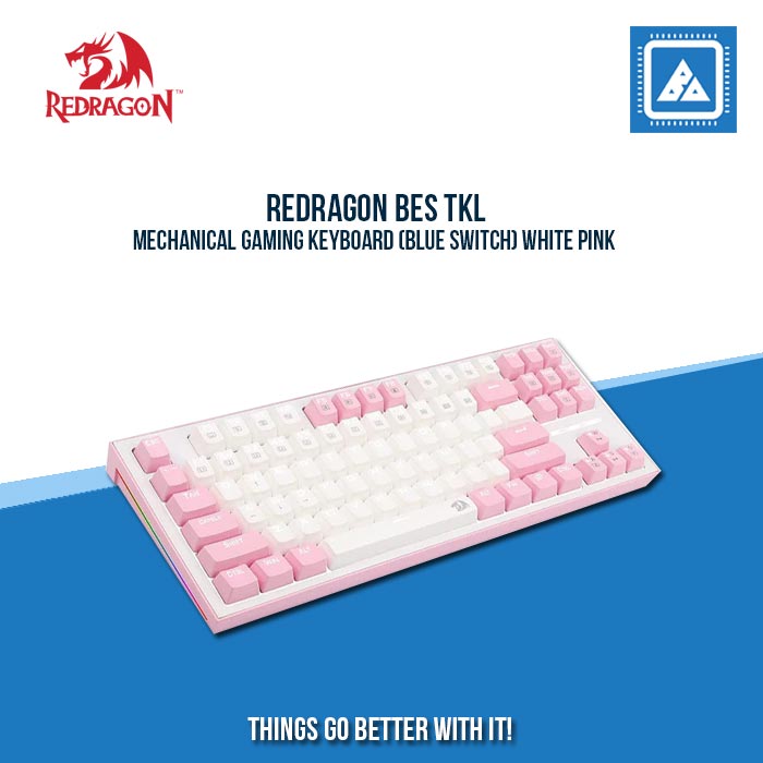REDRAGON BES TKL MECHANICAL GAMING KEYBOARD (BLUE SWITCH) WHITE PINK|PINK WHITE REDRAGON BES TKL MECHANICAL GAMING KEYBOARD (BLUE SWITCH) WHITE PINK|PINK WHITE